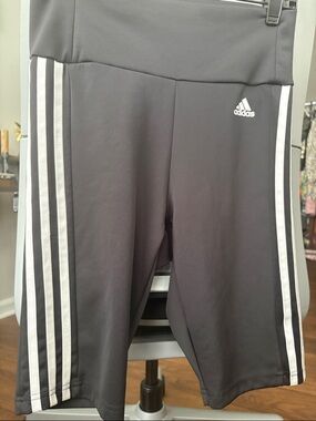 Adidas Black Leggings with White Side Stripes
